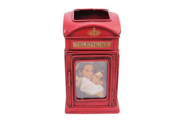 Dekoratif Metal Londra Telefon Kulübesi Kalemlik ve Çerçeveli - Image 1