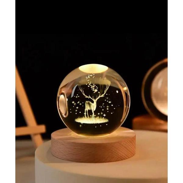 Geyik Renk Değiştiren Işıklı Cam Küre 8cm - Image 1