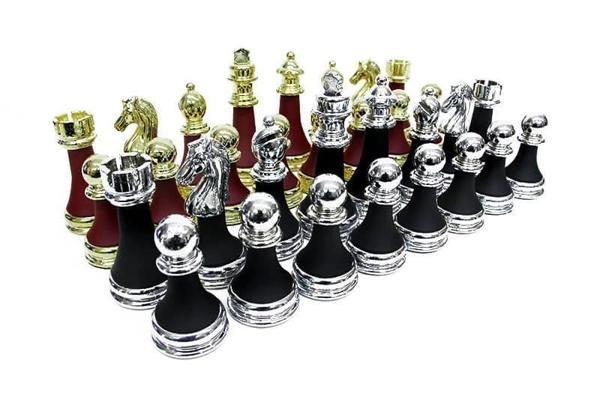 Satranç Taşı Zamak Polyester Bordo Siyah - Image 1