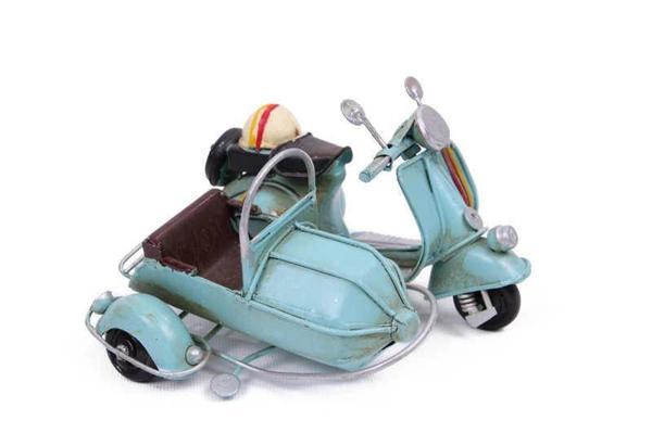 Dekoratif Metal Scooter Sepetli Vintage Biblo Ev Ofis Hediyelik - Image 1