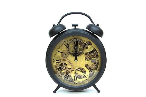 Retro Masaüstü Metal Çarklı Saat Roma Rakamlı Köstek Modeli - Image 1