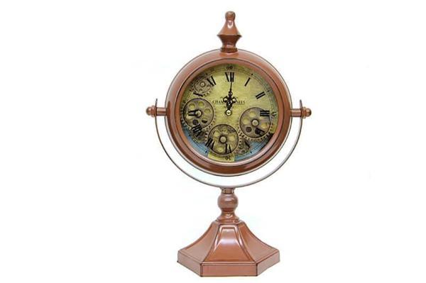 Masaüstü Mat Kahve Çarklı Saat Roma Rakamlı Köstek Modeli - Image 1