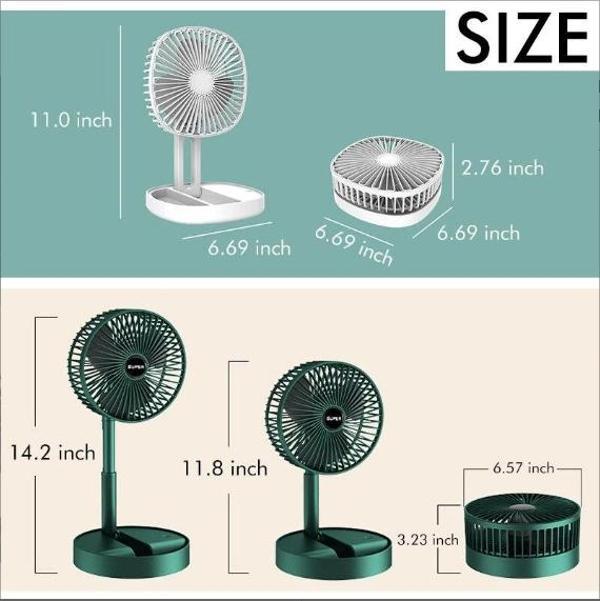 Katlanır Teleskopik Zemin Fanı Yaz Sessiz Öğrenci Masaüstü Fan USB Şarj Edilebilir Taşınabilir Ev Mi - Image 1