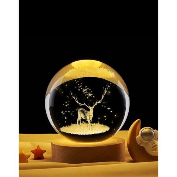 Geyik Renk Değiştiren Işıklı Cam Küre 6cm - Image 1