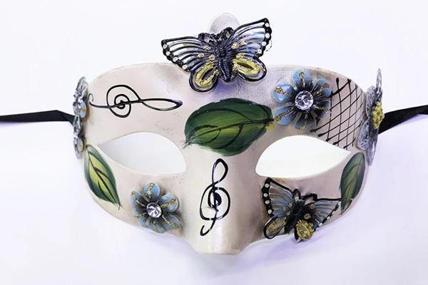 Parti Yaprak Modelli Kelebek İşlemeli Yılbaşı Parti Maskesi Siyah Renk - Image 1