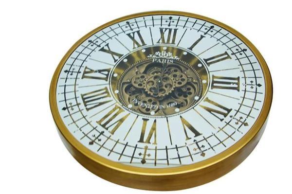 Yuvarlak Roma Rakamlı Goldoksit Çarklı Metal Duvar Saati - Image 1