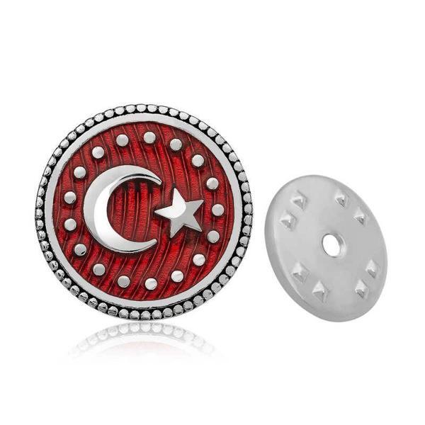 925 Ayar Gümüş Ay Yıldız Rozet - Image 1