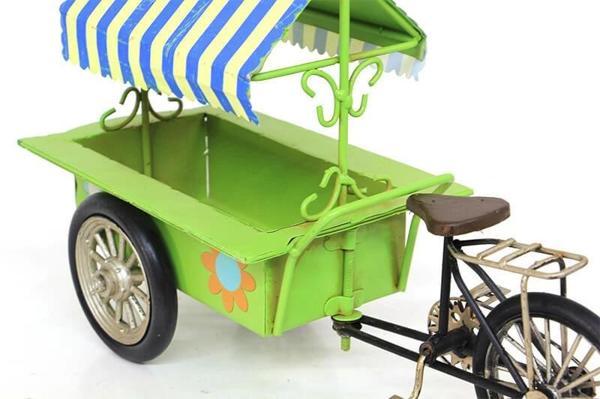 Dekoratif Metal Üç Tekerlekli Çiçek Arabası Biblo Hediyelik - Image 1