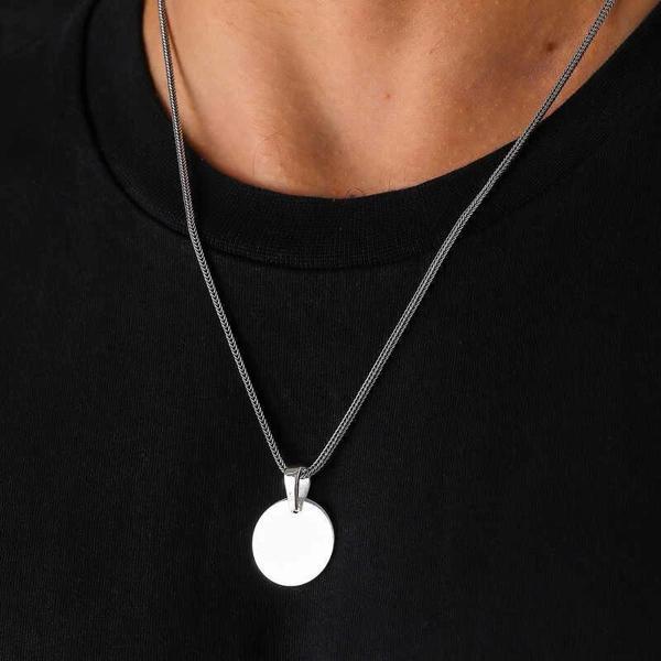 925 Ayar Gümüş Yuvarlak Plaka Kolye - Image 1