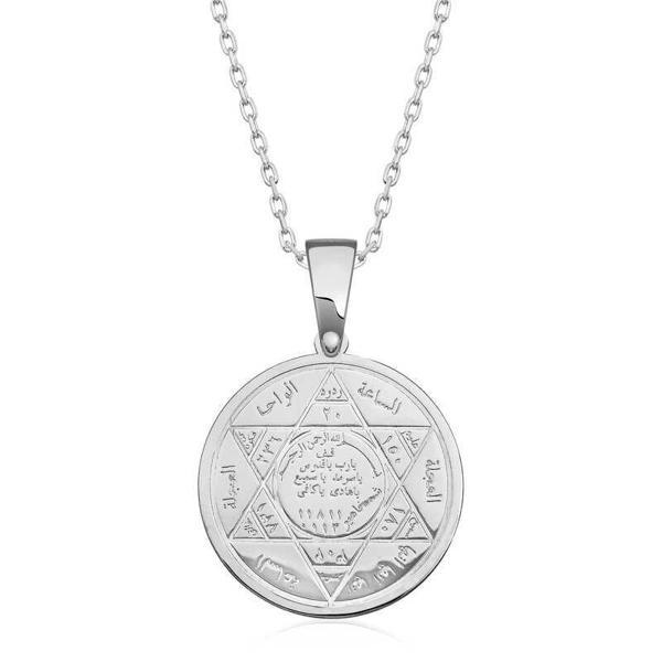 ​925 Ayar Gümüş Süleyman Mührü Gümüş Kolye - Image 1