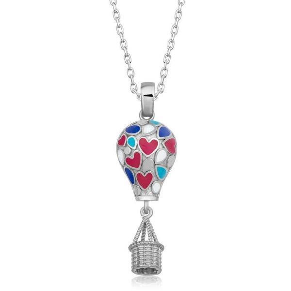 925 Ayar Gümüş Kalpli Kapadokya Balon Kadın Gümüş Kolye - Image 1