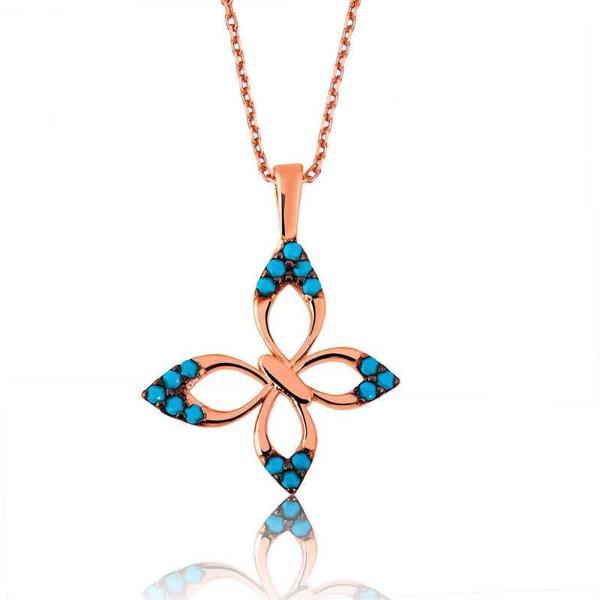 925 Ayar Gümüş Mavi Kelebek Kadın Gümüş Kolye - Image 1
