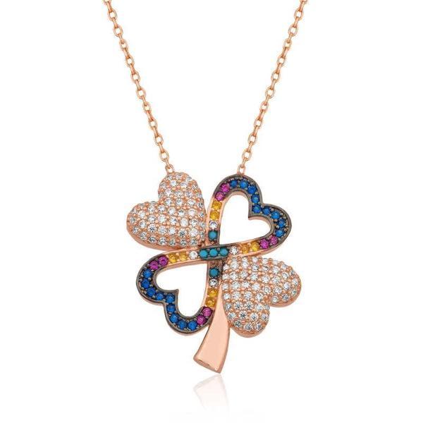 925 Ayar Gümüş Dört Yapraklı Yonca Kadın Gümüş Kolye - Image 1