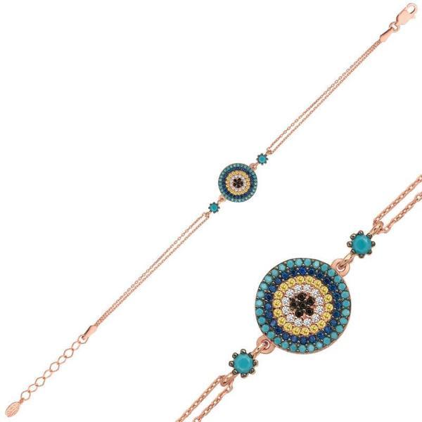 925 Ayar Gümüş Rose Nazar Bileklik - Image 1