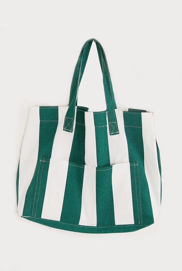 Kadın Kanvas 2 Cepli Günlük Renkli Plaj Omuz Çantası Yeşil - Image 1