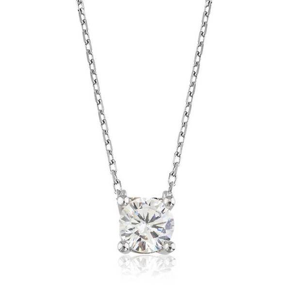 925 Ayar Gümüş Tek Taş Kadın Gümüş Kolye - Image 1