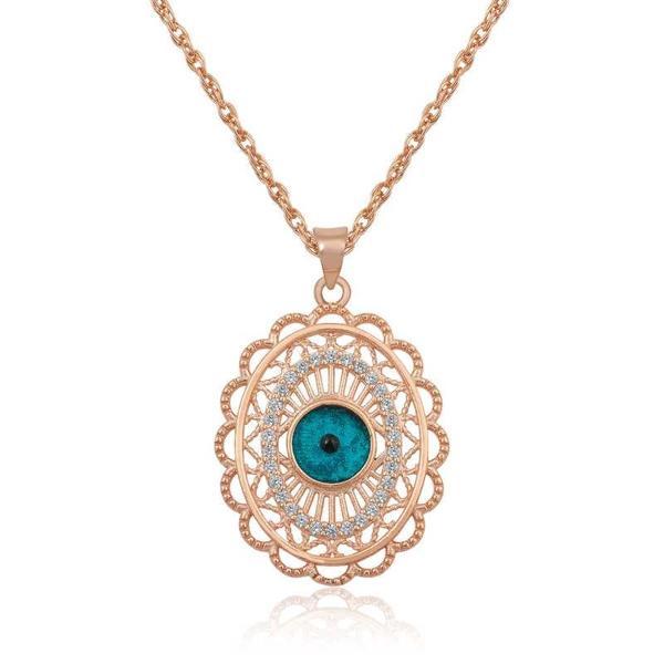 ​925 Ayar Gümüş Rose Oval Nazar Kolye - Image 1