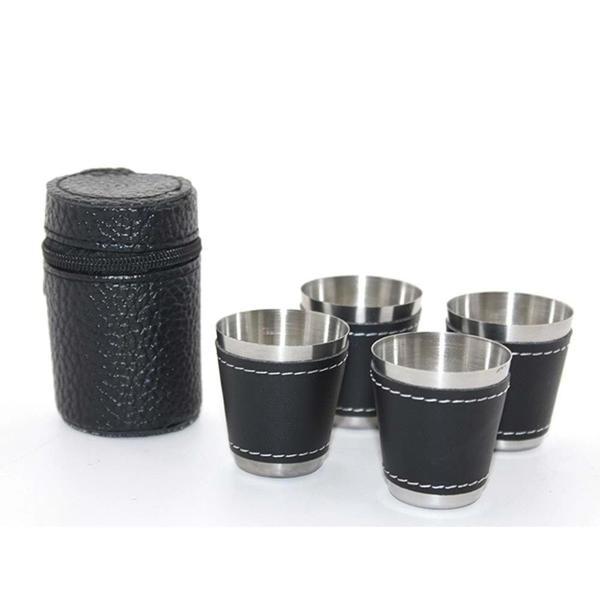 Deri Kılıflı 4'Lü Shot Bardak Seti - Image 1