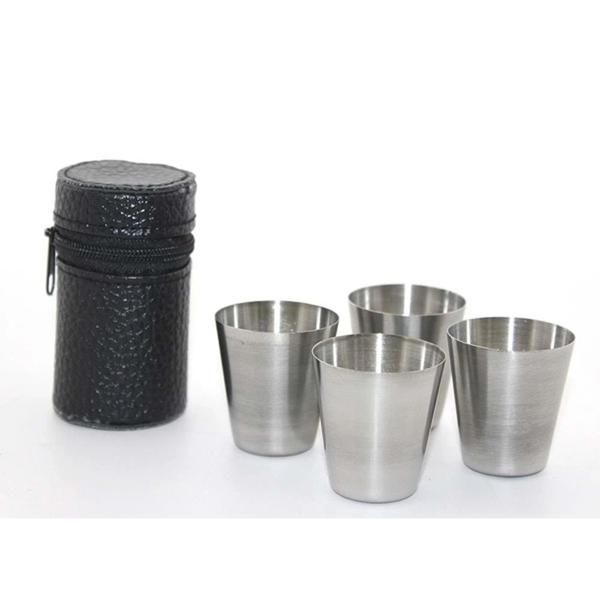 Deri Kılıflı 4'Lü Shot Bardak Seti - Image 1