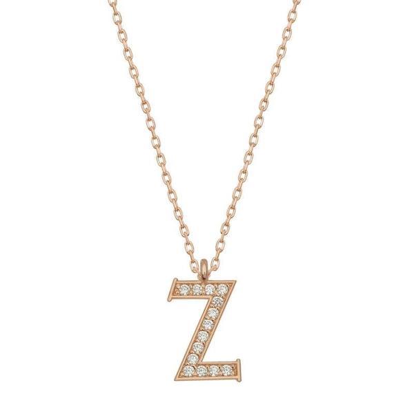 925 Ayar Gümüş Rose Z Harfi Kadın Gümüş Kolye - Image 1