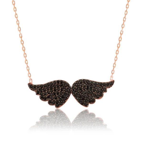 925 Ayar Gümüş Melek Kanadı Kadın Gümüş Kolye - Image 1