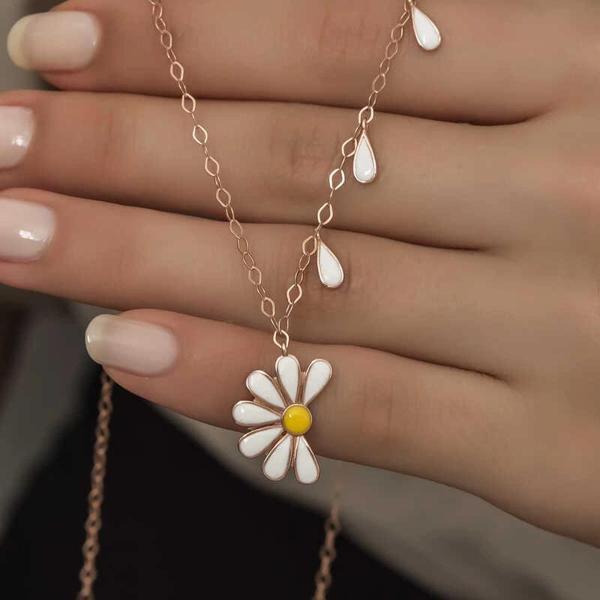 925 Ayar Gümüş Papatya Seviyor Sevmiyor Bayan Gümüş Kolye - Image 1