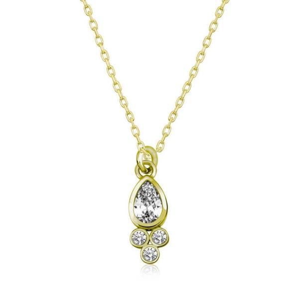 925 Ayar Gümüş Çiğ Damlası Tektaş Bayan Gümüş Kolye - Image 1