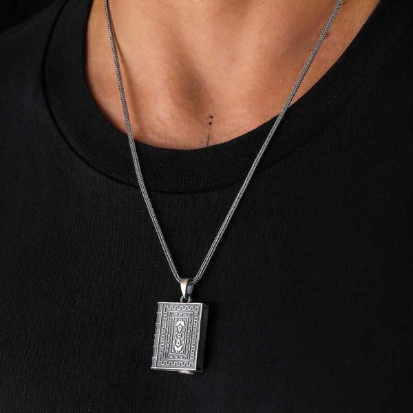 Gümüş Kare İçi Açılabilen Muskalık Kolye - Image 1