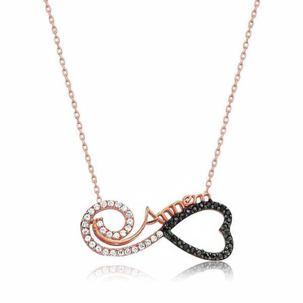 925 Ayar Gümüş Kalpli Sonsuzluk Annem Gümüş Kolye - Image 1