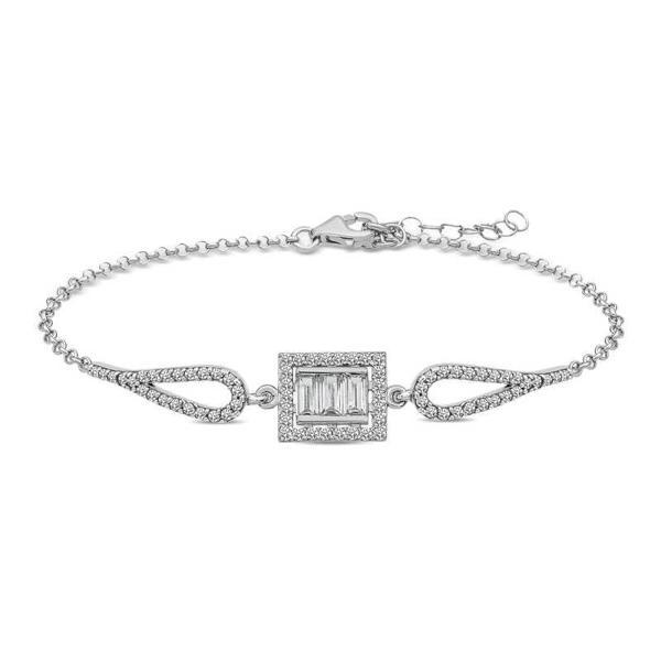 925 Ayar Gümüş Baget Taşlı Bileklik - Image 1