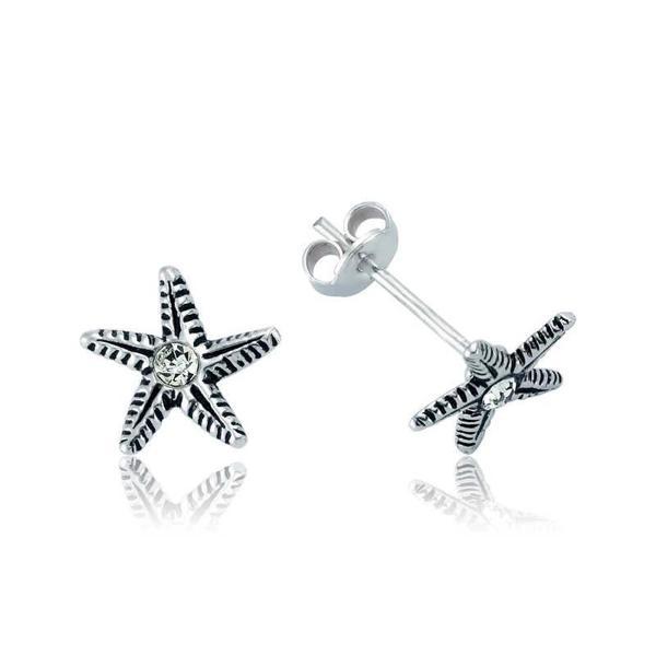 925 Ayar Gümüş Deniz Yıldızı Çivili Küpe - Image 1