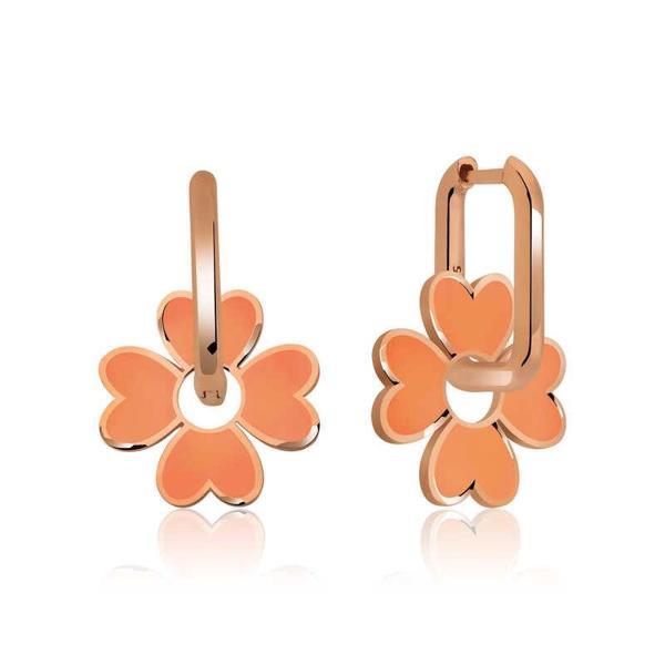 ​Gümüş Fosforlu Turuncu Yonca Küpe - Image 1