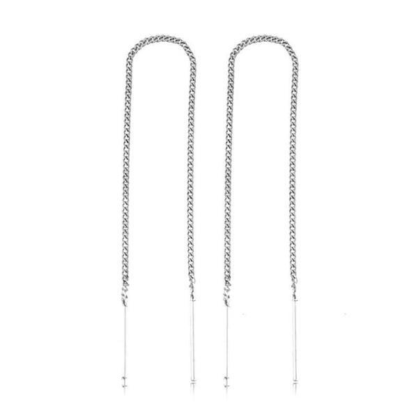 925 Ayar Gümüş Zincirli Küpe - Image 1