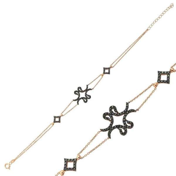 925 Ayar Gümüş Rose Dört Vavlı Bileklik - Image 1