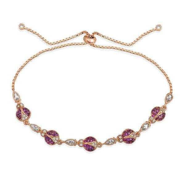 925 Ayar Gümüş Rose Uğur Böcekli Asansör Bileklik - Image 1