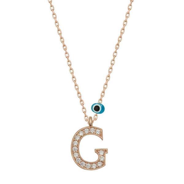 925 Ayar Gümüş Nazar Rose G Harfi Kadın Gümüş Kolye - Image 1
