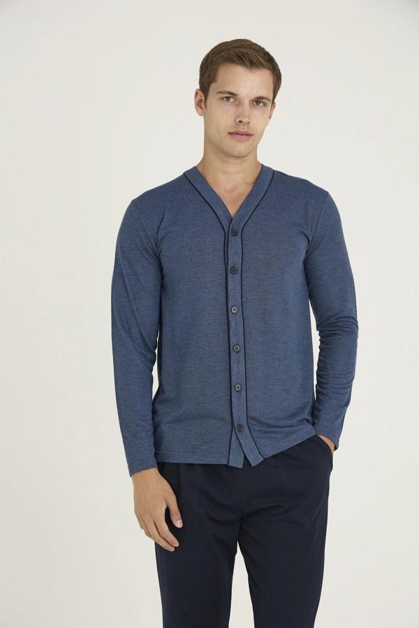 MDB Kocabey 9225 Erkek V.Yaka Boydan Düğmeli Pijama Takım - Image 1