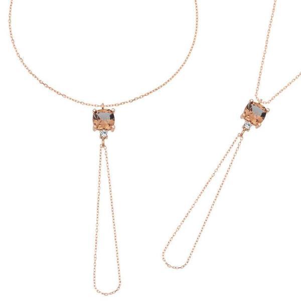 925 Ayar Gümüş Rose Zültanit Taşlı Kare Şahmeran - Image 1