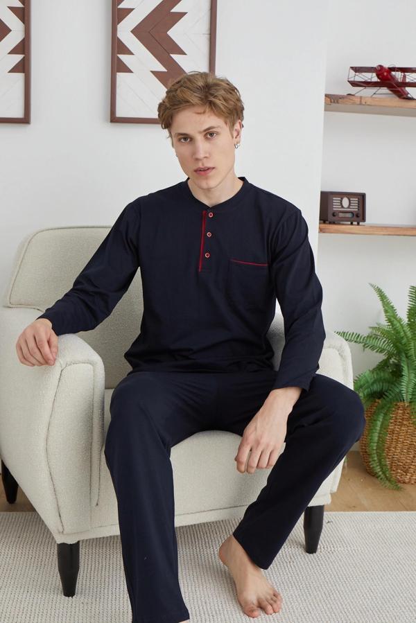 MDB Kocabey 9111 Battal Erkek Midi Yaka Pijama Takımı - Image 1