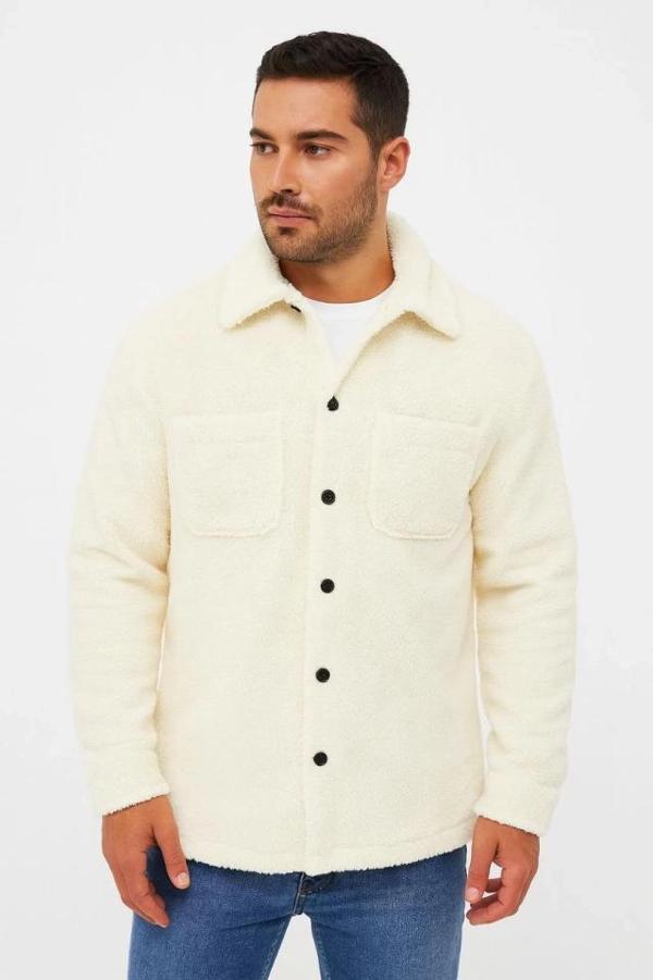 MDB Erkek Pelüş Polar Hırka Gömlek – Yakalı, İlik Düğmeli, Göğüs Cepli, Yumuşak Dokulu Kışlık Regula - Image 1