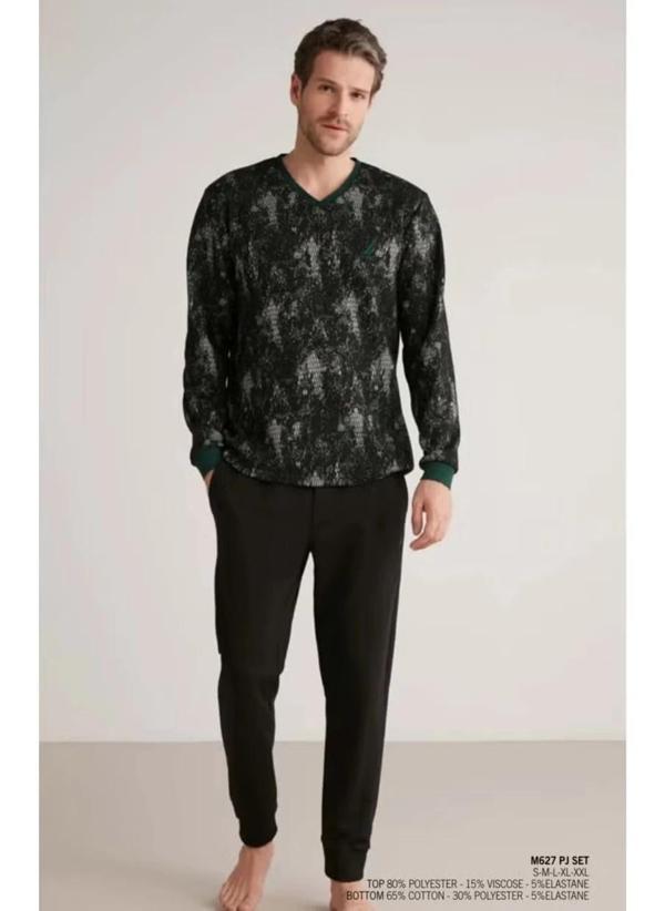 MDB Nautıca M627 Erkek Uzun Kollu V Yaka Pijama Takımı - Image 1