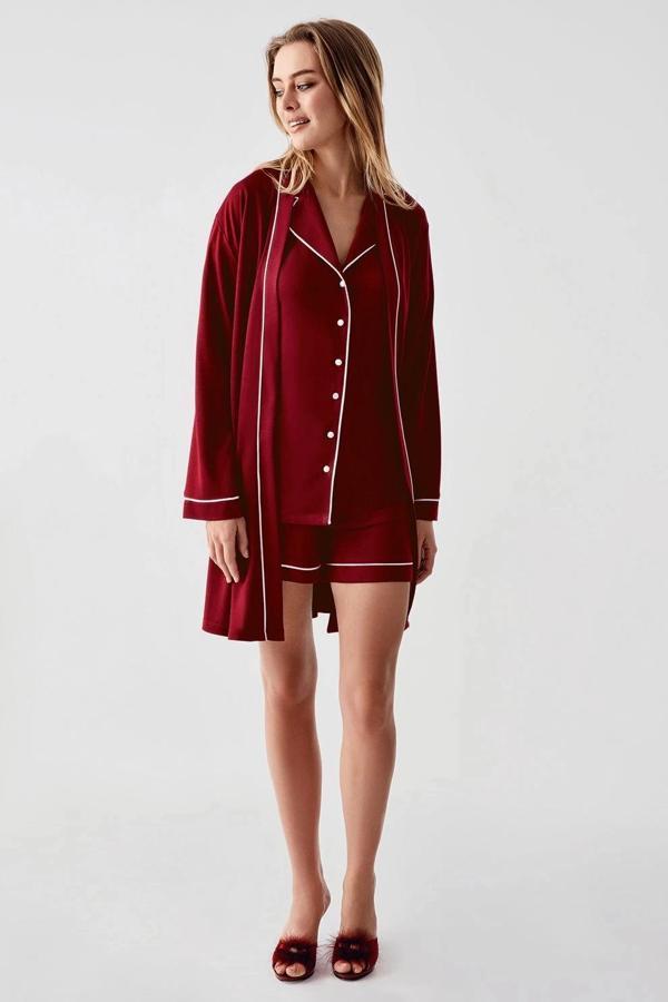 MDB Freshness 324 Kadın 4'Lü Sabahlıklı Şorlu Pijama Takımı - Image 1