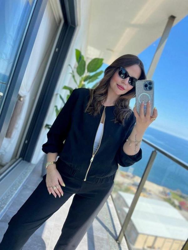 MDB Kadın Uzun Kollu önden Fermuarlı Modal Ceket Ve Pantolon Ikili Takım - Image 1