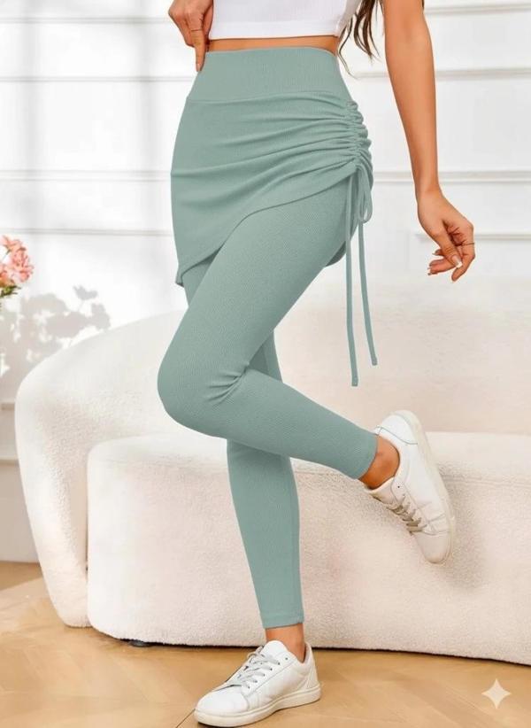 MDB Kadın Yüksek Bel Yandan Büzgülü Alttan Uzun Kaşkorse Tayt Etek - Image 1