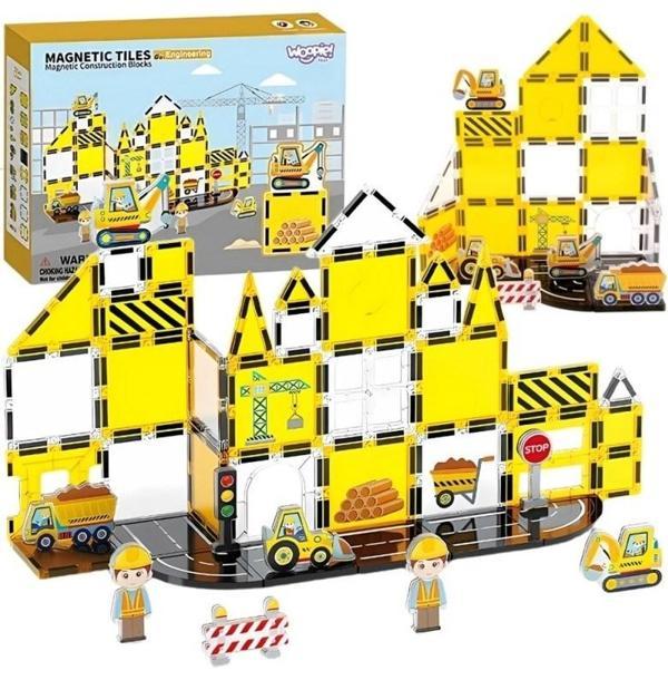 Manyetik Tiles Inşaat Şantiye Seti 47 Parça Manyetik Yapı Magnetic Bloklar - Image 1