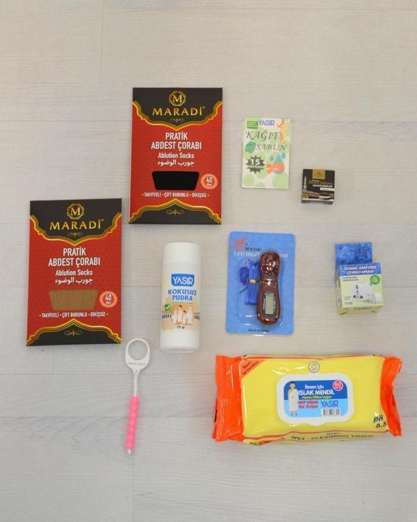 Kadın İhram Seti – Abdest Çoraplı, Pudralı, Zikirmatikli, Full Umre Seti - Image 1