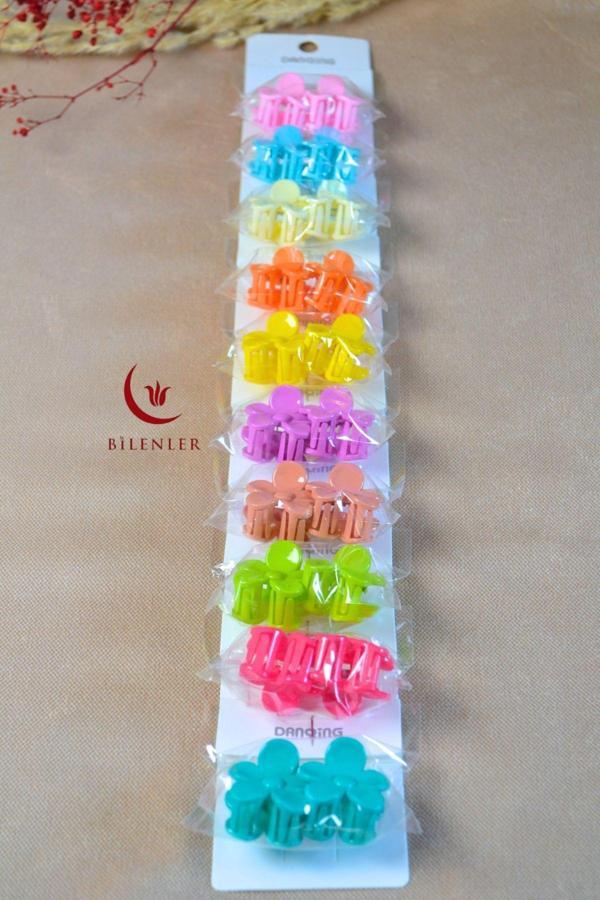 10 Çift Renkli ve ÇiçekFigürlü Küçük Boy Mandallı Tokalar – Minik Saçlara Sevimli Dokunuş - Image 1