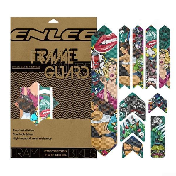ENLEE Bisiklet Kadro Koruma Etiket Seti Darbelere Aşınmalara Karşı Korur Kadın Tasarım Renkli - Image 1