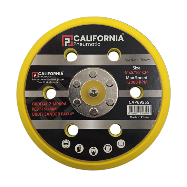 Fixonic California CAP69555 150mm Havalı Zımpara Cırt Tabanı/Zımpara Pedi - Image 1
