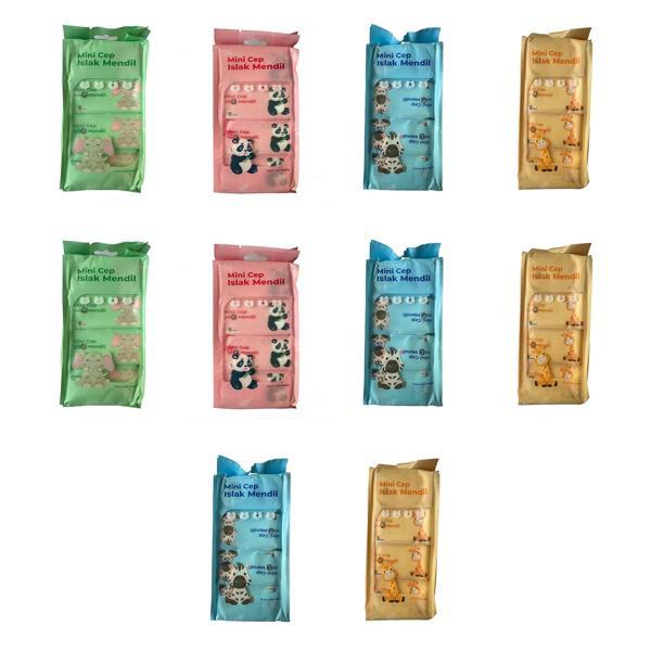 Baysa Alkolsüz Bitki Özlü Mini Islak Cep Mendili - 8'li 80 Paket - Image 1